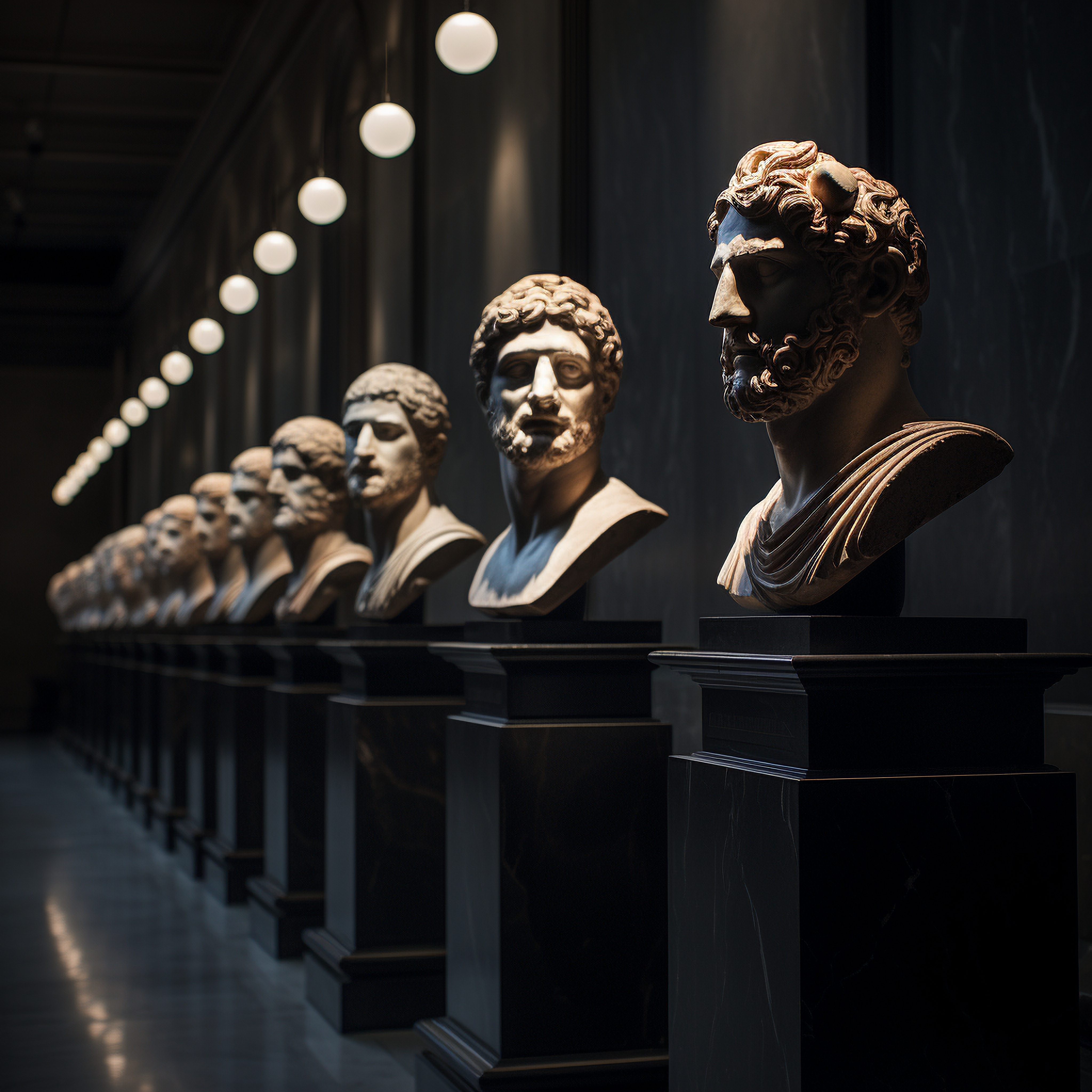 Galeria de esculturas clássicas associada à tradição e à estratégia jurídica de Aurelius em todo o Brasil.